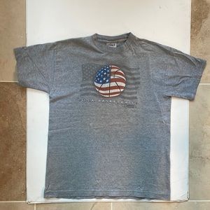 COED SPORTSWEAR T SHIRT USA FLAG BASKETBALL Grey boys XL